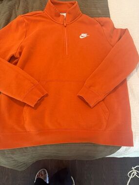Nike Orange Quarter-Zip Women's Sweatshirt with White Swoosh